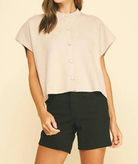 Pinch - Button Down Cap Sleeve Sweater