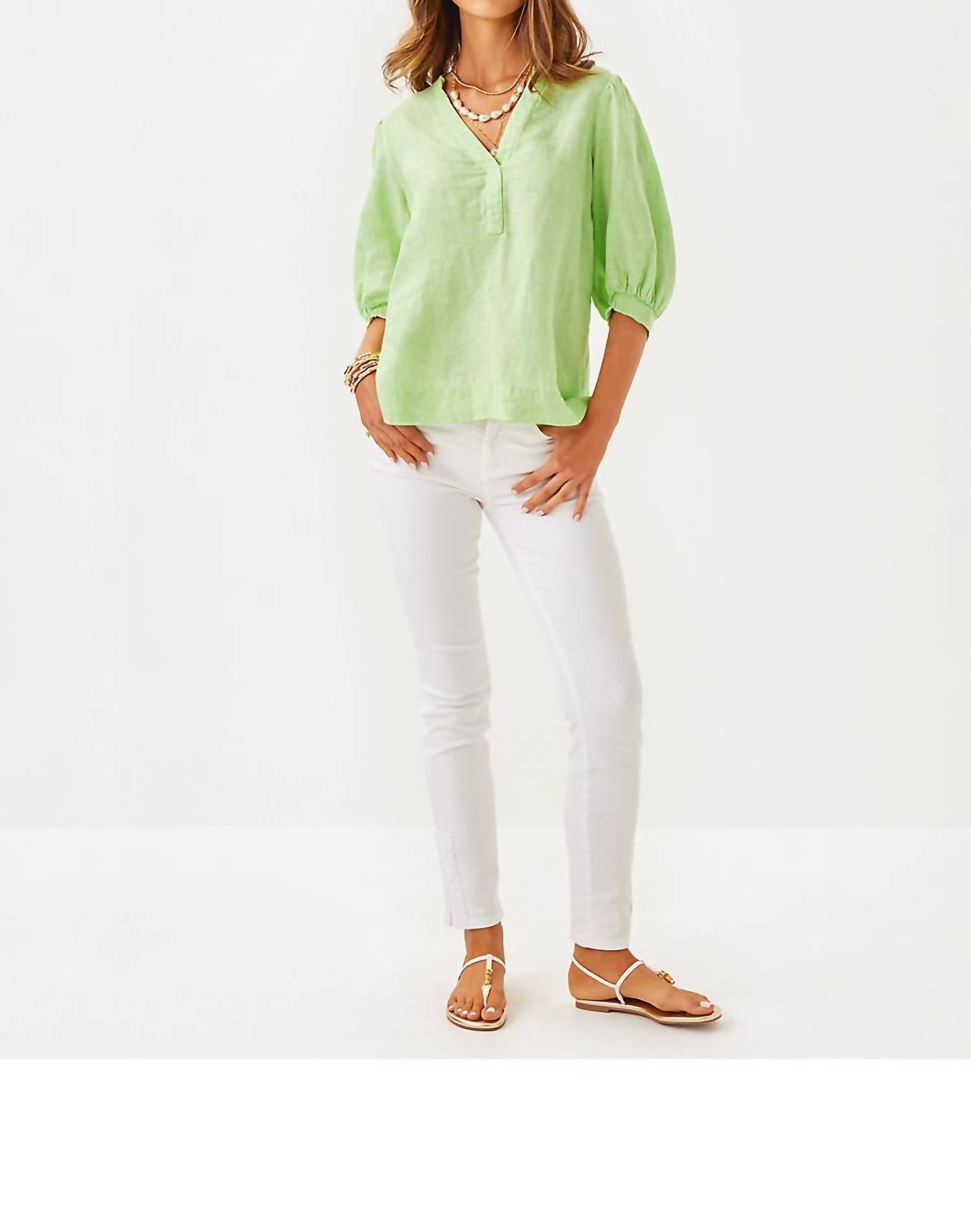 Lilly Pulitzer - Mialeigh Elbow Sleeve Linen Top