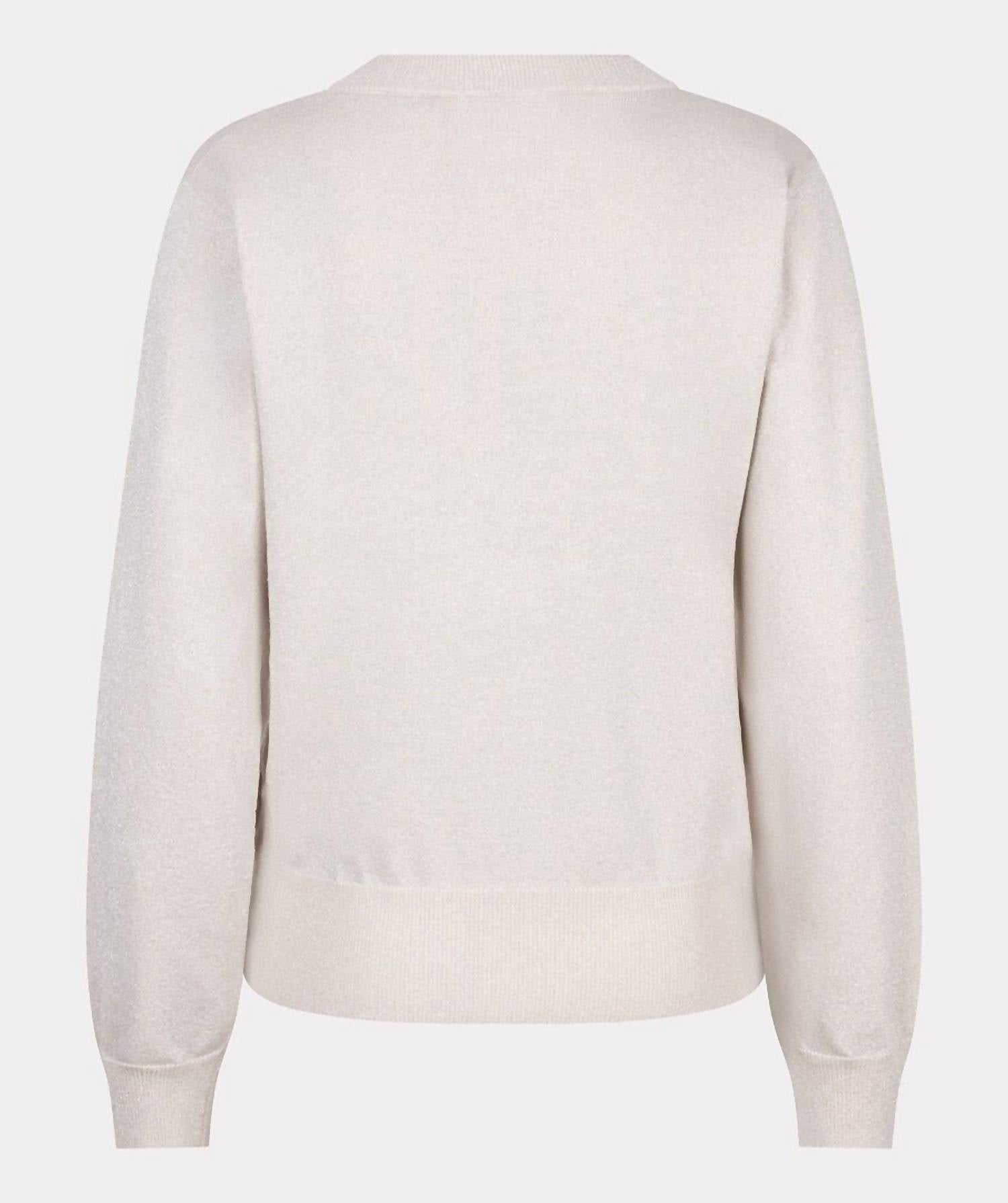 ESQUALO Women's Lurex Knit Sweater With Crystal Pins in grey - women's sweater - detail view