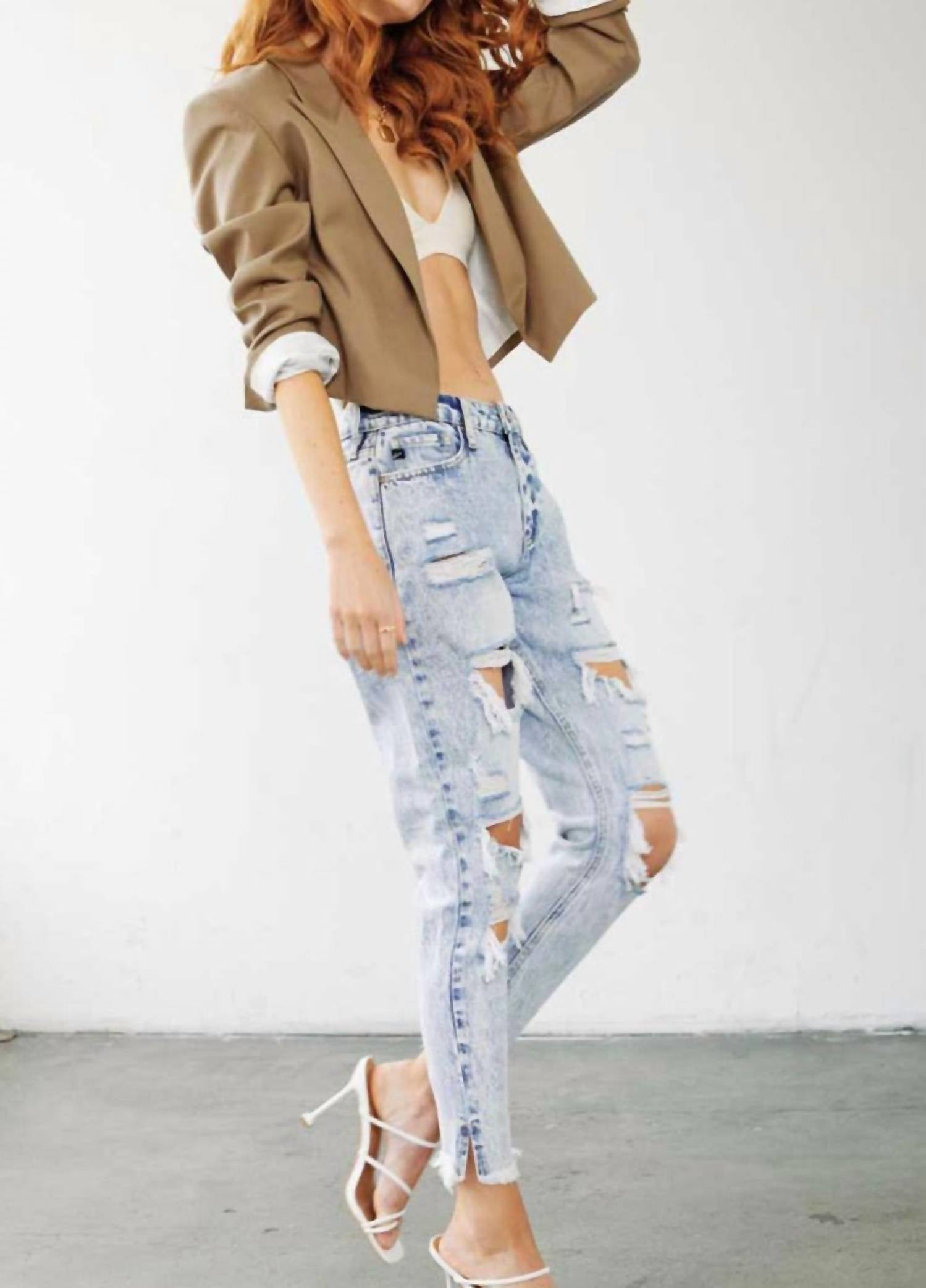 Kancan - Collie High Rise Distressed Mom Jeans