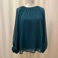 Vine & Love Women's Balloon Sleeve Chiffon Blouse in green - women's blouse