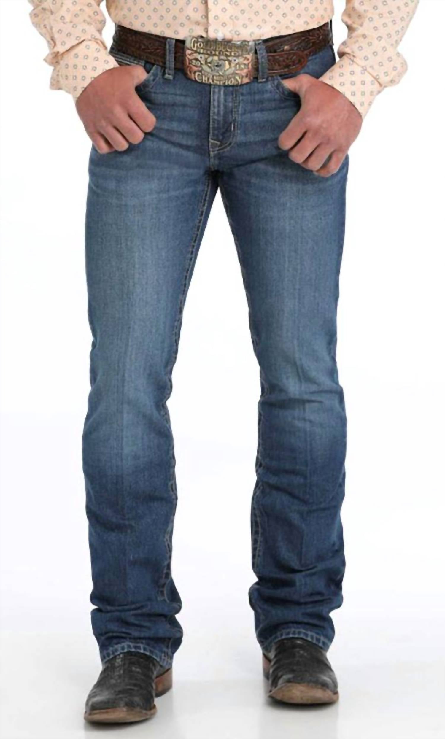 CINCH Men's Ian Slim Boot Cut Mid Rise Rigid Denim Jeans in medium stonewash - men's jeans