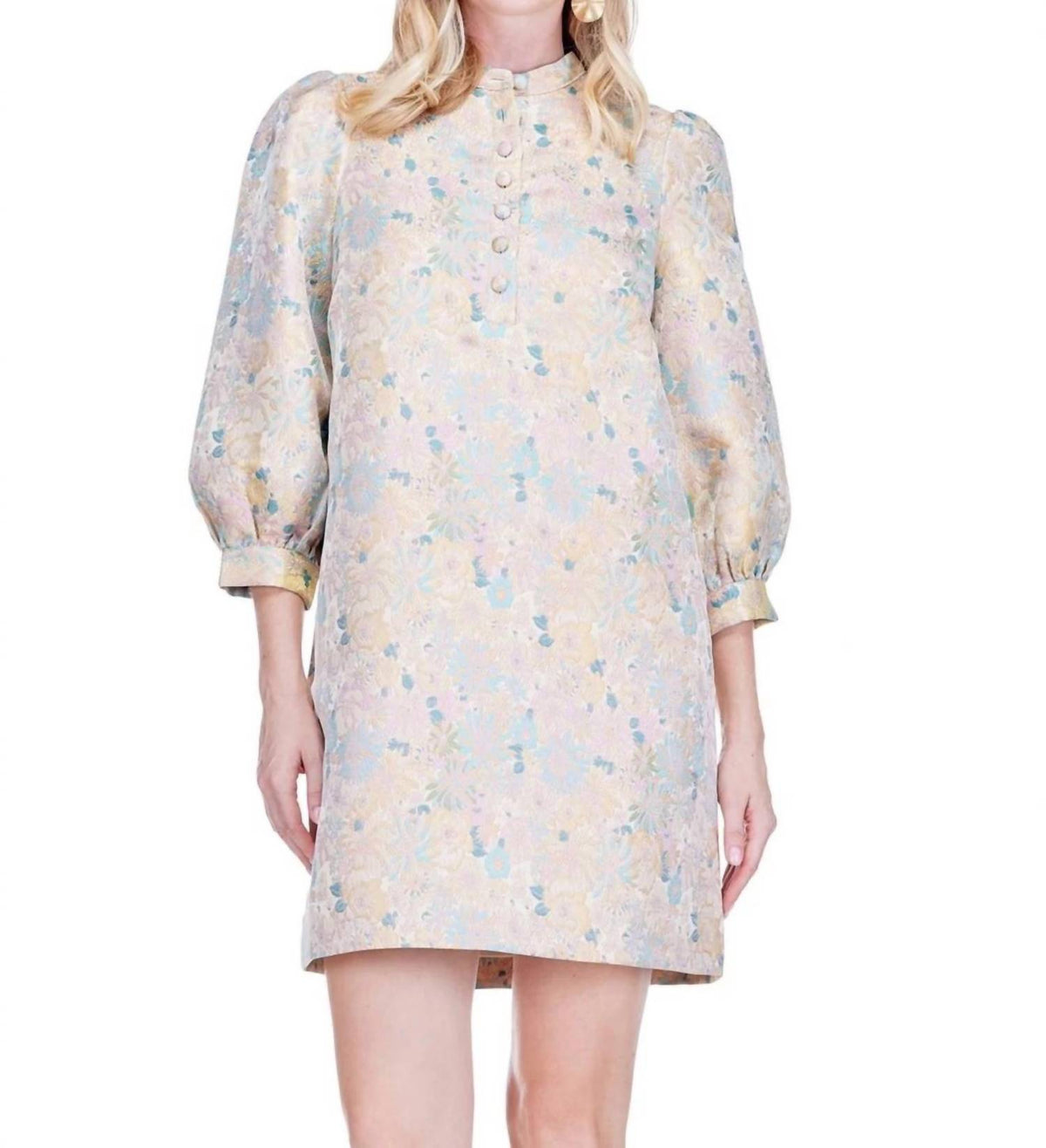 Jade - Bloomsoft Brocade Buttons Chemise Dress