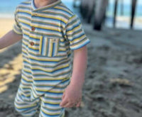 Me & Henry - Boy's Camborne Henley Ribbed Romper
