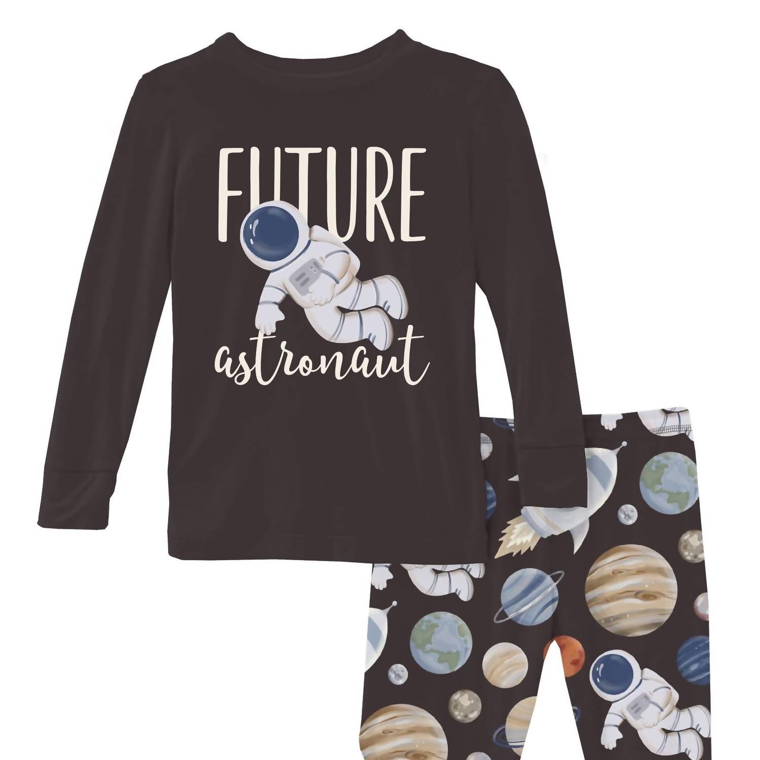 Kickee - Kid's Long Sleeve Graphic Tee Pajama Set