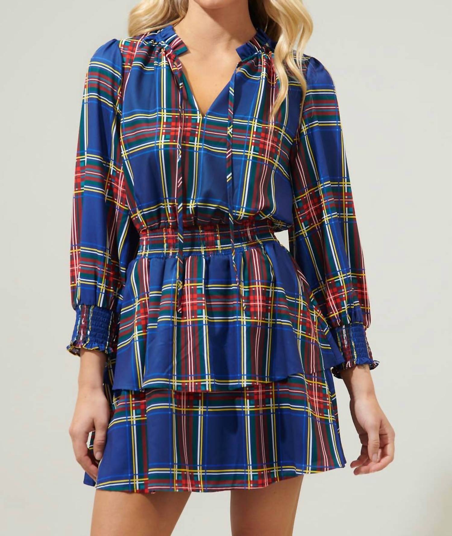 Sugarlips - Lakeview Plaid Clifton Double Ruffle Dress