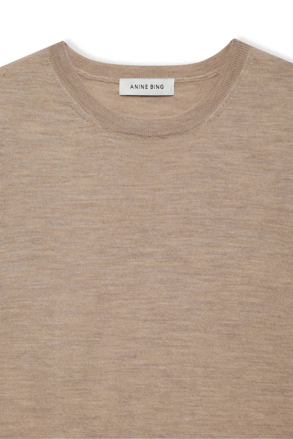 ANINE BING Moni Crop Tank in stone melange - women's shirt - alternate view