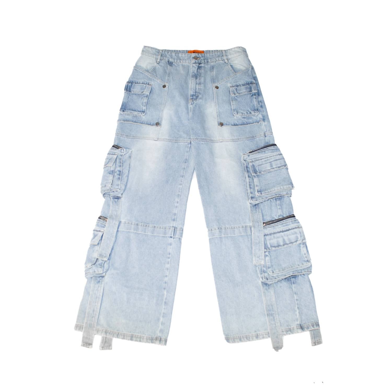 knotWTR Women's 10 Pocket Cargo Jeans in blue - women's jeans