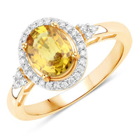 Diana M Jewels Women's Oval Natural Yellow Sapphire Fashion Ring (1.77 Ct) - Classic in 14k yellow gold - women's jewelry