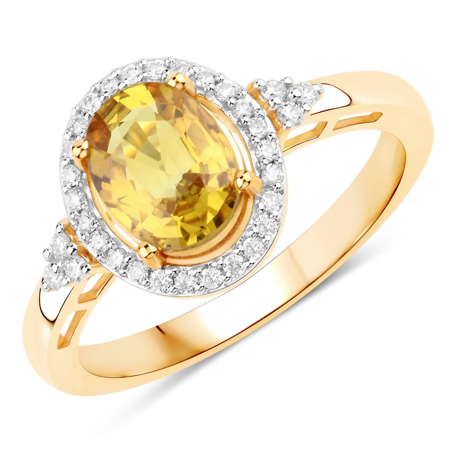 Diana M Jewels Women's Oval Natural Yellow Sapphire Fashion Ring (1.77 Ct) - Classic in 14k yellow gold - women's jewelry