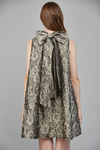Fate By Lfd - Floral Jacquard Bow Neck Dress