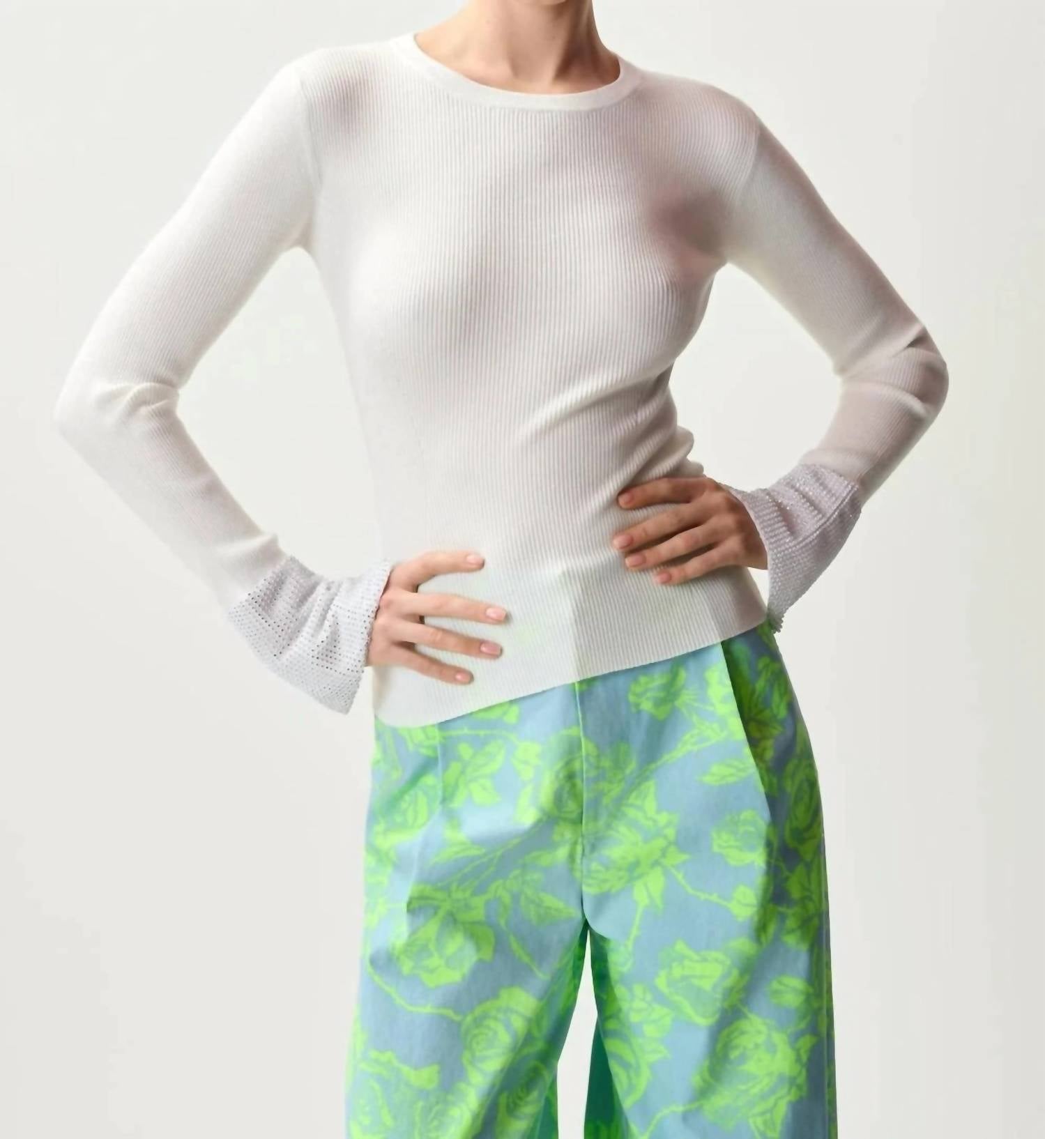 ESSENTIEL ANTWERP Heborn Pullover Sweater With Stones in off white - women's sweater