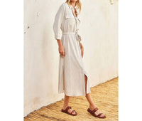 Dress Forum - Pinstriped Belted Maxi Shirt Dress