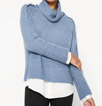 Brochu Walker - Jolie Fringe Layered Look Cashmere Fringe Turtleneck Sweater