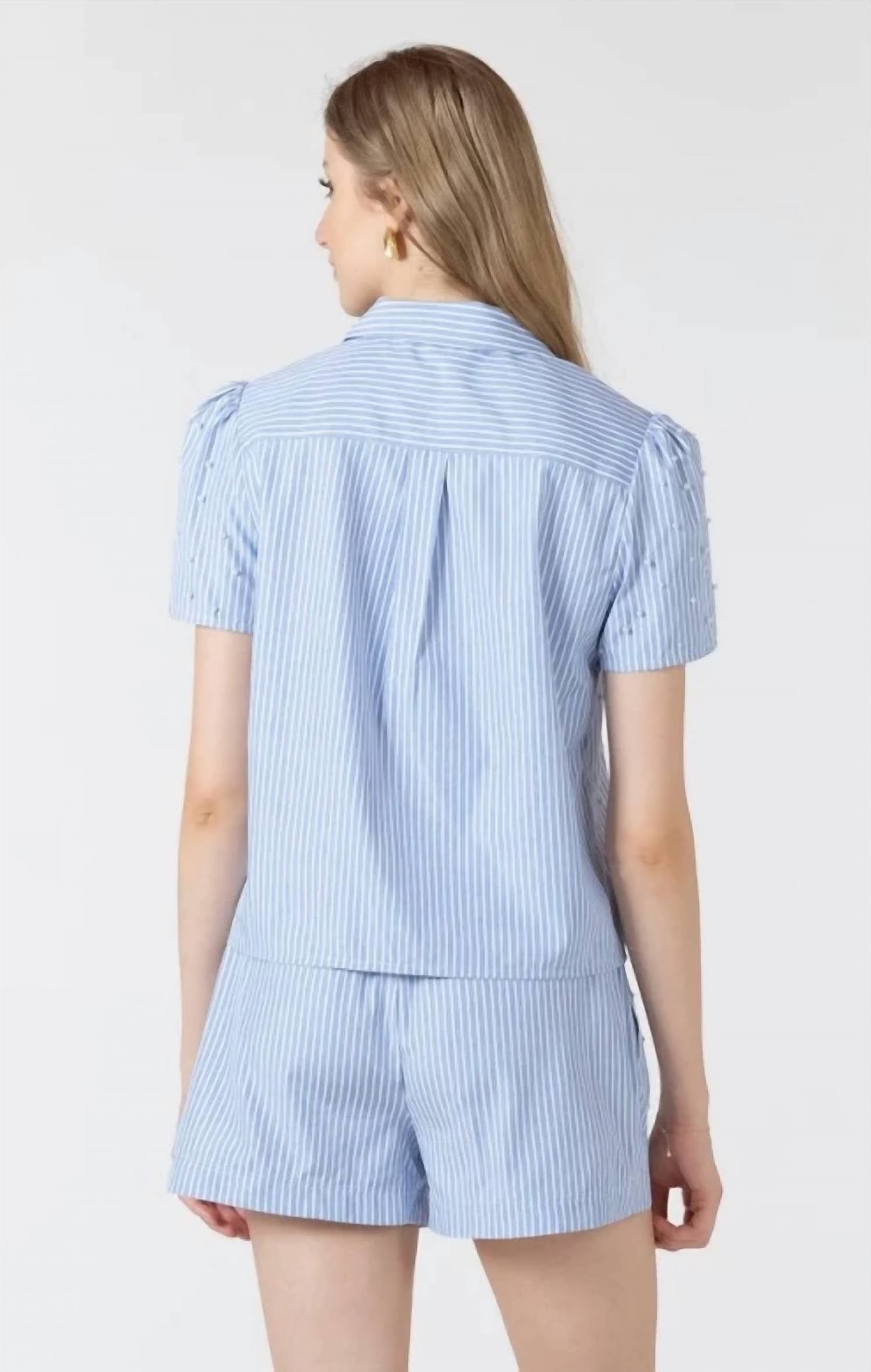 Dex Clothing - Women's Pearl Detail Button Up Shirt