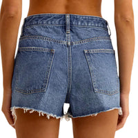 Z Supply Women's Classic Hi Rise Denim Short in vintage indigo - women's shorts - detail view