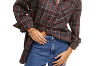 La Miel - Plaid Oversized Button Front Long Sleeve Shirt