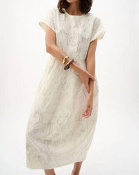Joseph Ribkoff Abstract Midi A-line Dress in beige/brown - women's dress