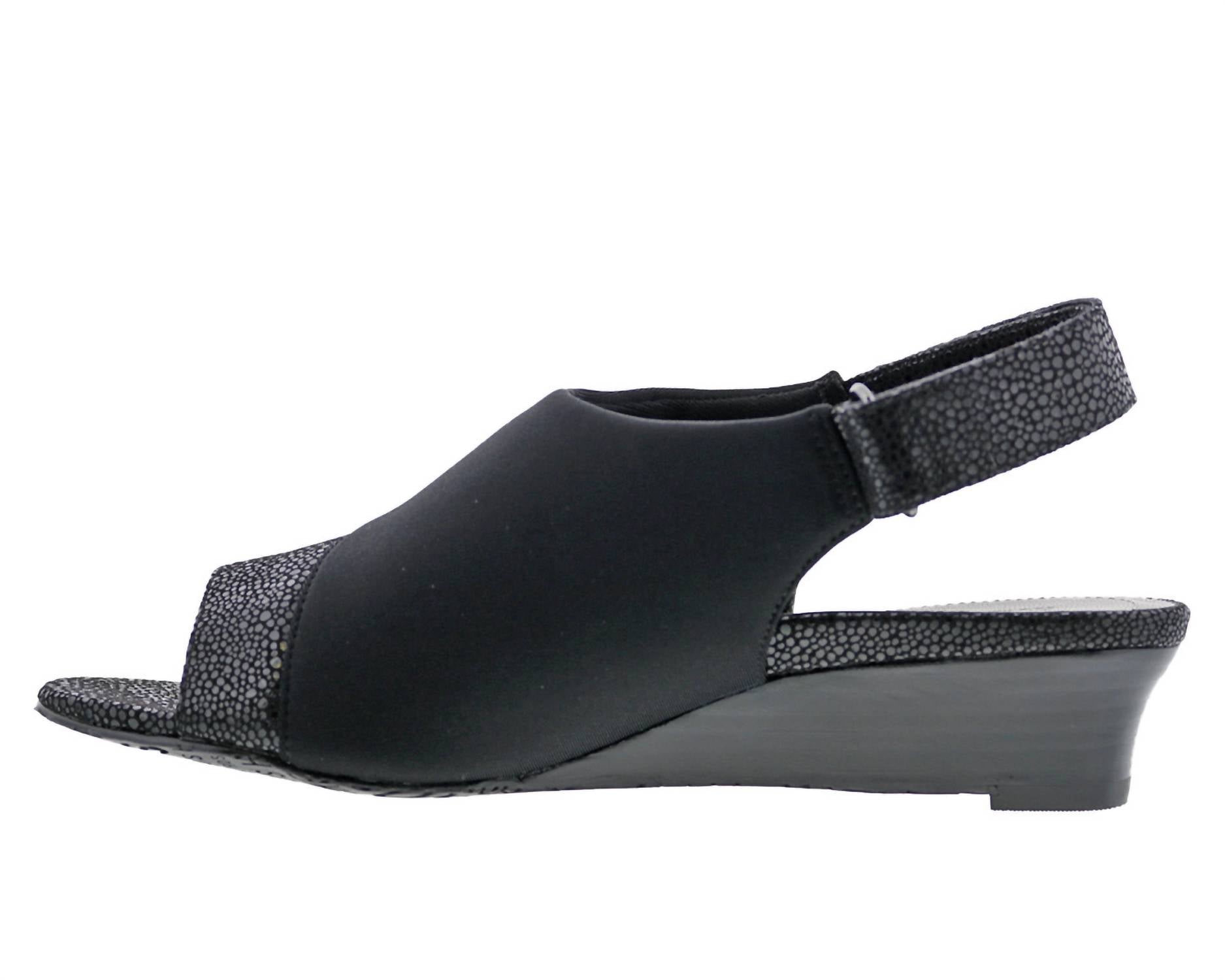 Ros Hommerson Women's Venture Wedge Heel Sandals in black combo - women's sandal - detail view