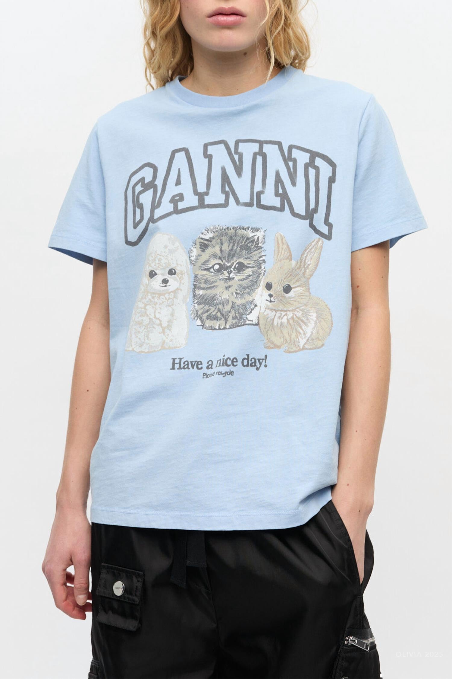 Ganni - Animal Print T-shirt