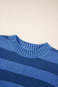 Shewin Striped Sweater in blue navy - women's sweater - alternate view