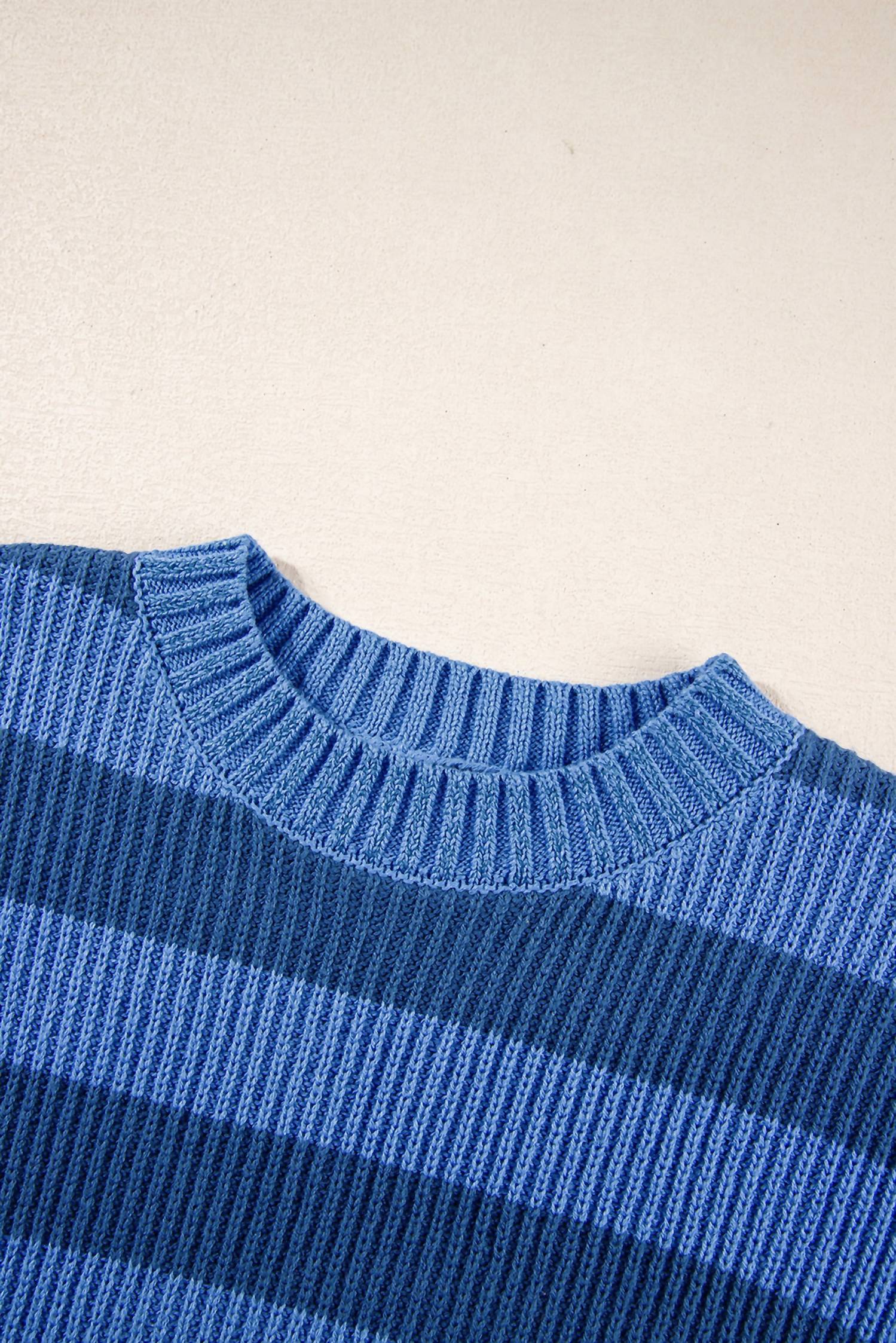 Shewin Striped Sweater in blue navy - women's sweater - alternate view