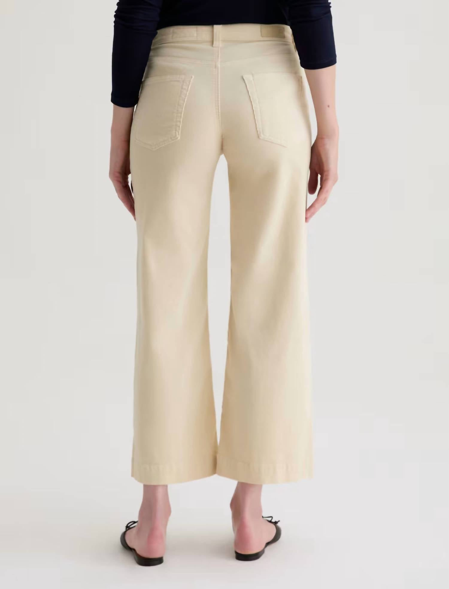 AG Jeans Saige Wide Leg Crop Corduroy Pants in opal stone 1 - women's pants - alternate view