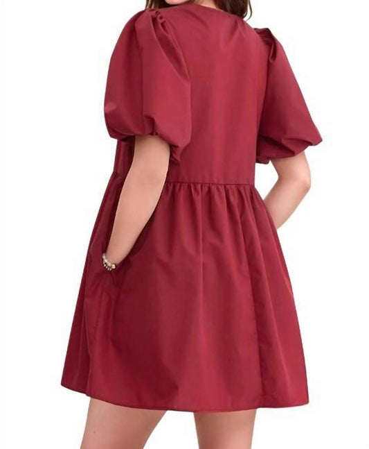 Entro - Dalila Puff Sleeves Bow Detail Mini Dress