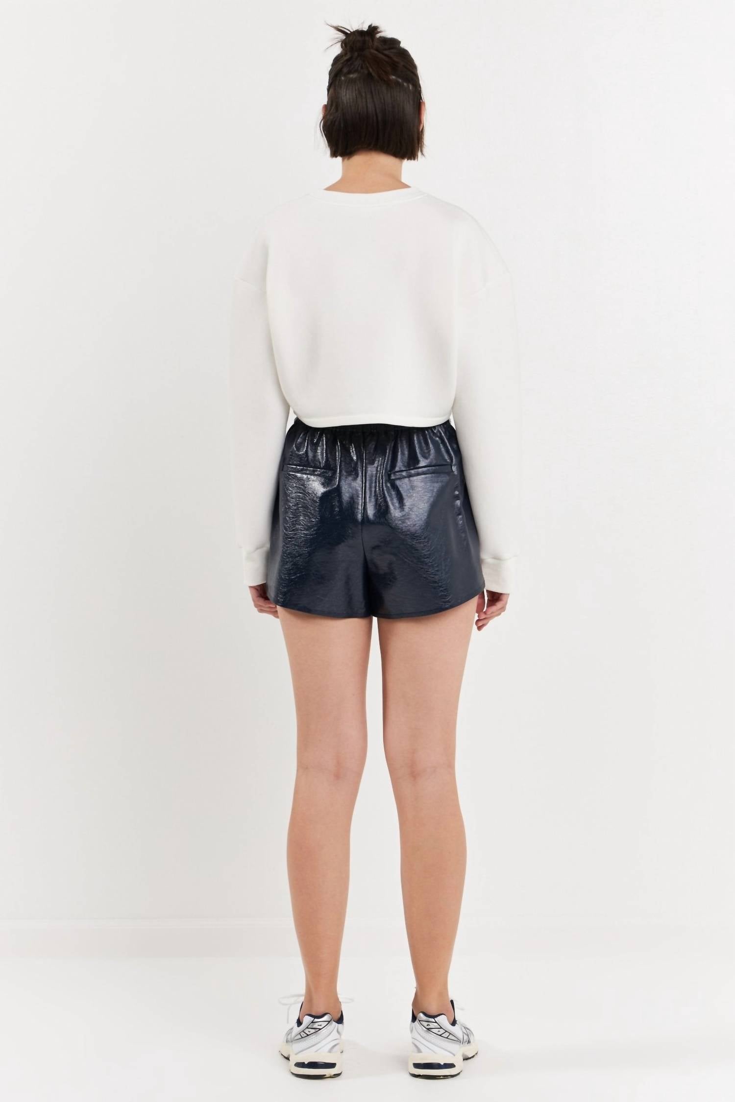 Grey Lab - High-waisted Faux Leather Short