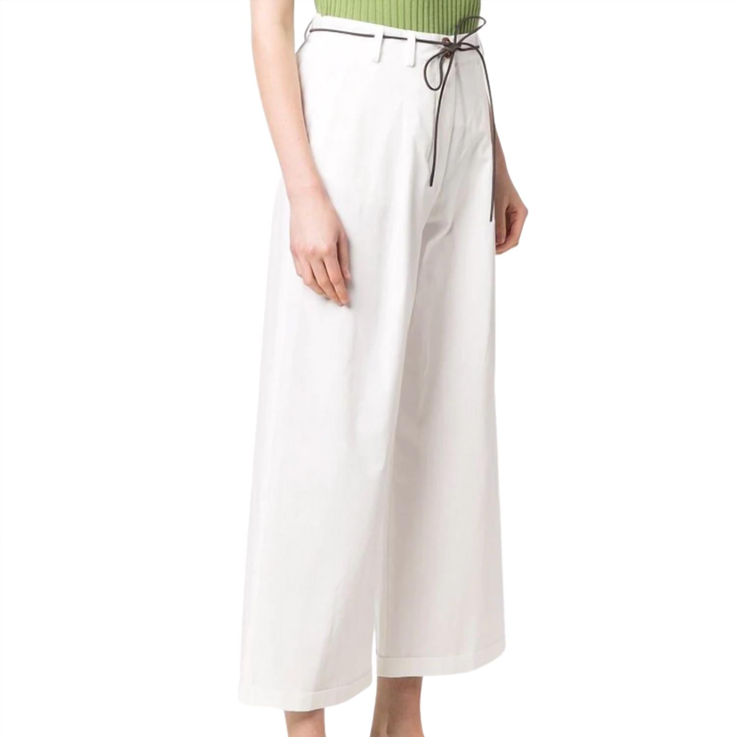 ALYSI Women's Wide Pleat Trousers in white - women's pants - alternate view