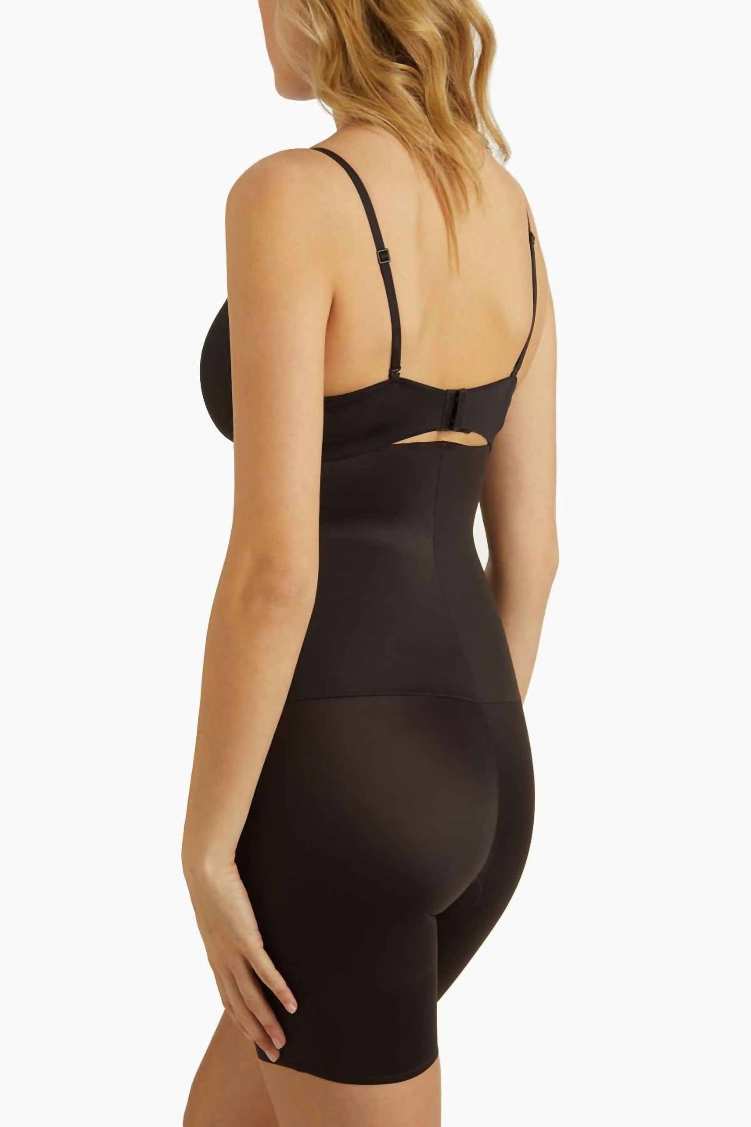 Miraclesuit Comfy Curves Hi-waist Thigh Slimmer Shapewear in black - women's intimate - detail view