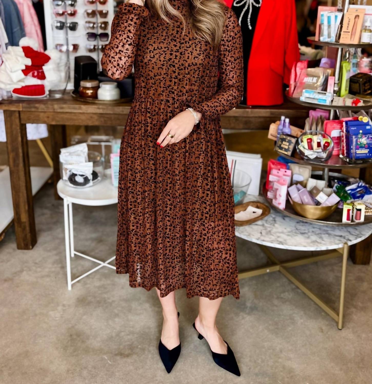 THML Devore Dress in brown - women's dress