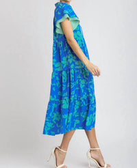 Umgee - Two Tone Floral Print Tiered Dress