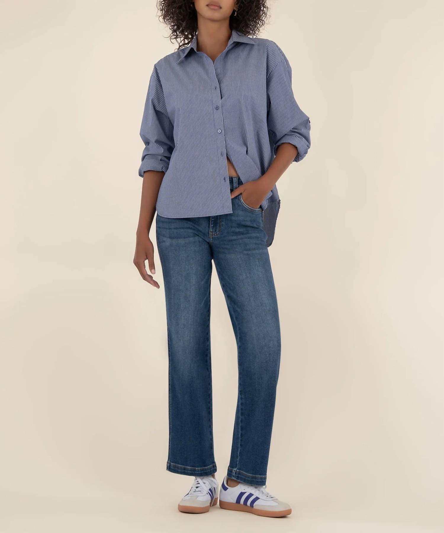 KUT FROM THE KLOTH Pattie High Rise Straight Leg Jeans in razor - women's jeans - view 4