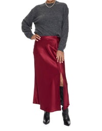 Velvet Heart Gypsy Side Slit Skirt in burgundy - women's skirt