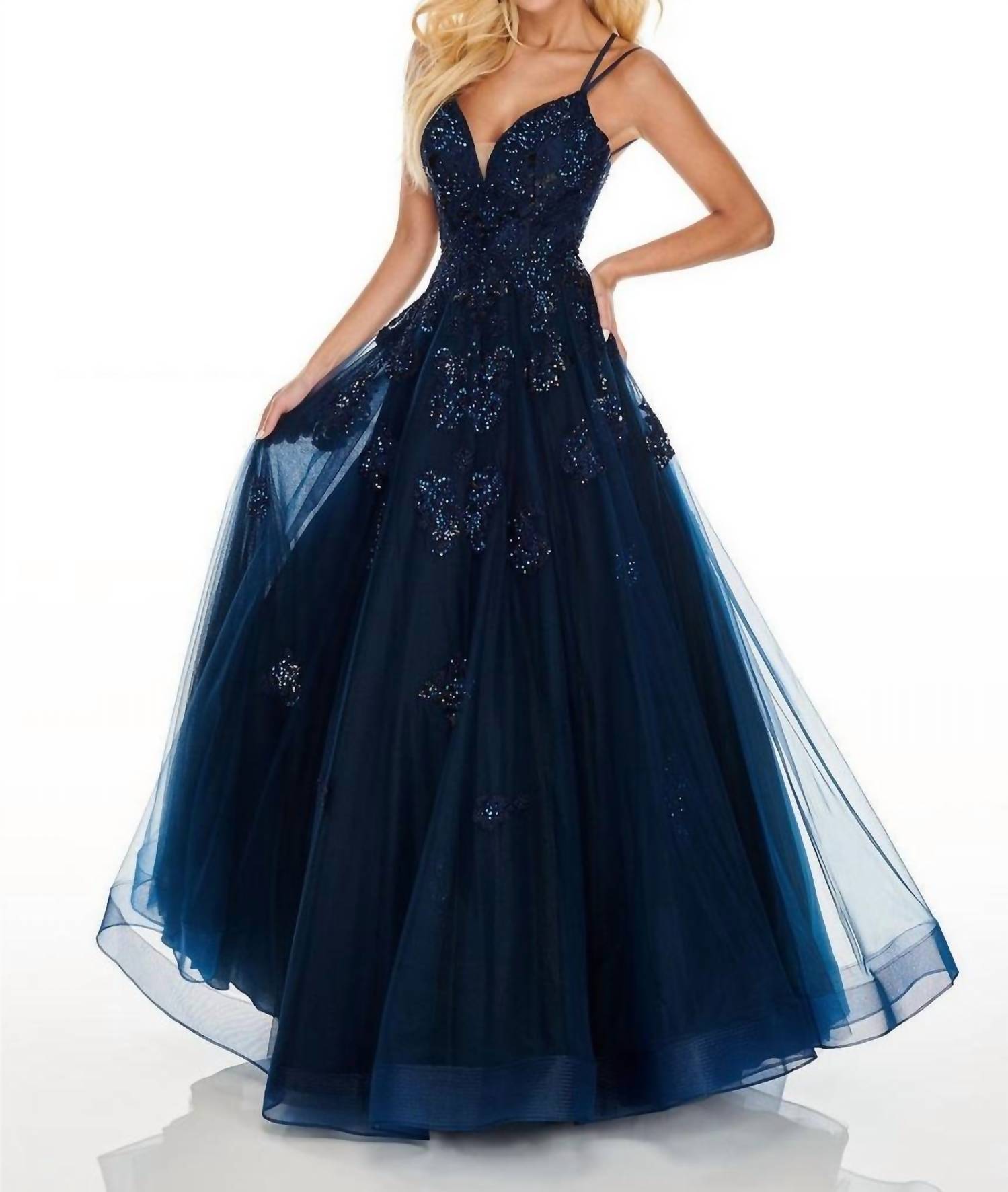 Rachel Allan - Beaded Lace Strappy Tulle Prom Gown
