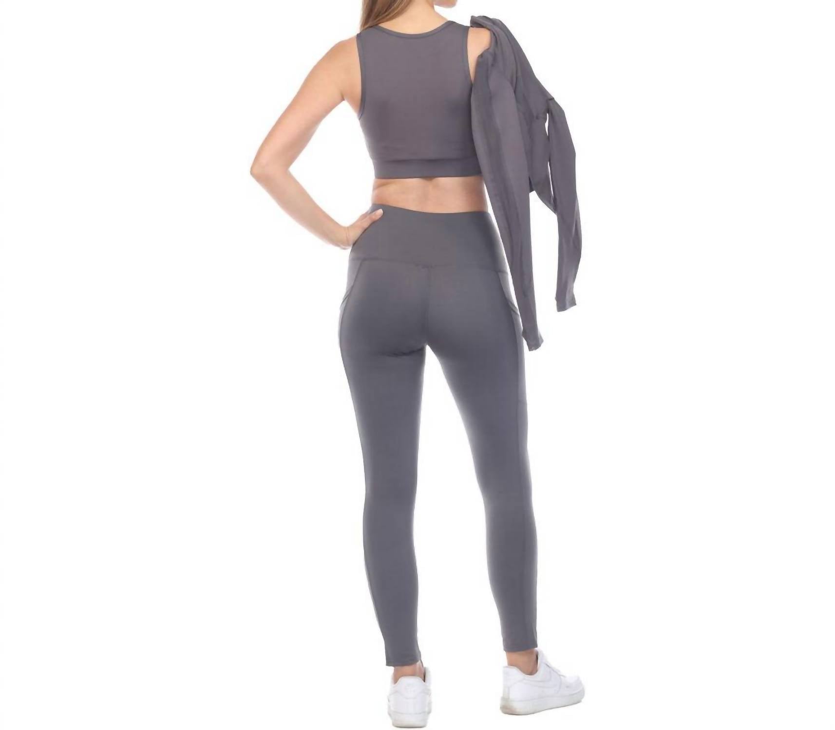 GOLDHAUS High Rise Leggings in charcoal - women's pants - detail view
