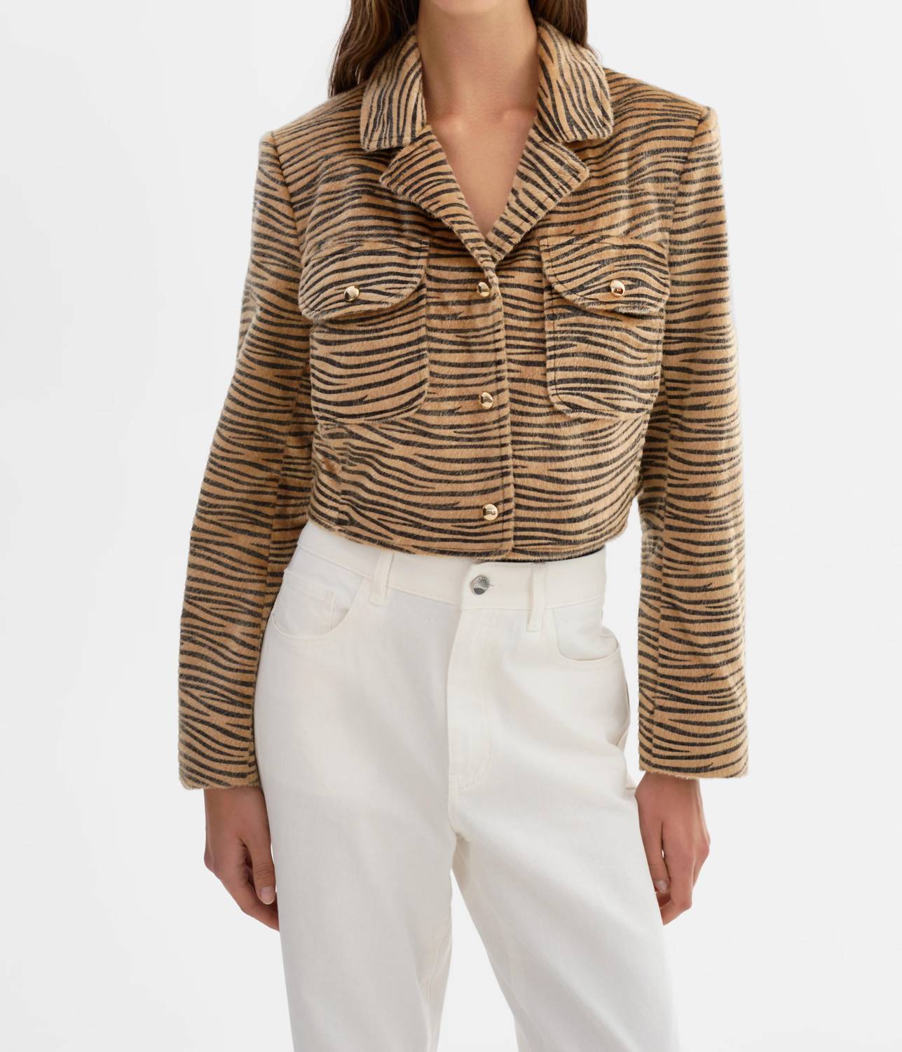 LAMARQUE Jaylee Faux Hair Print Jacket in tiger - women's jacket