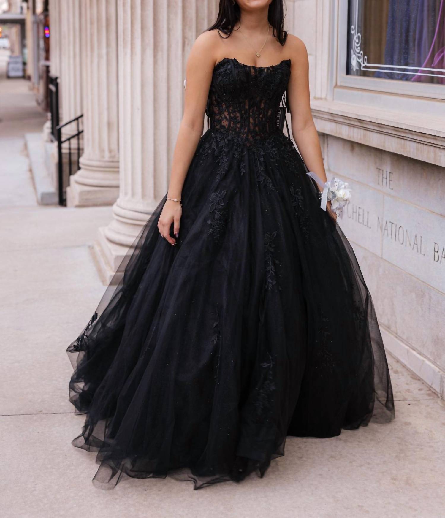 AMARRA Sleek Timeless Prom Dress in black - women's dress