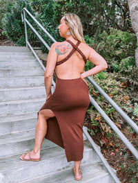 Crescent - Form Fitted Criss-cross Back Dress