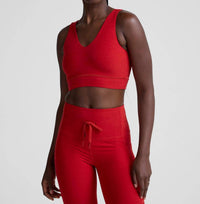 BEYOND YOGA Spacedye Good Day Long Line Bra in holly red heather - women's intimate