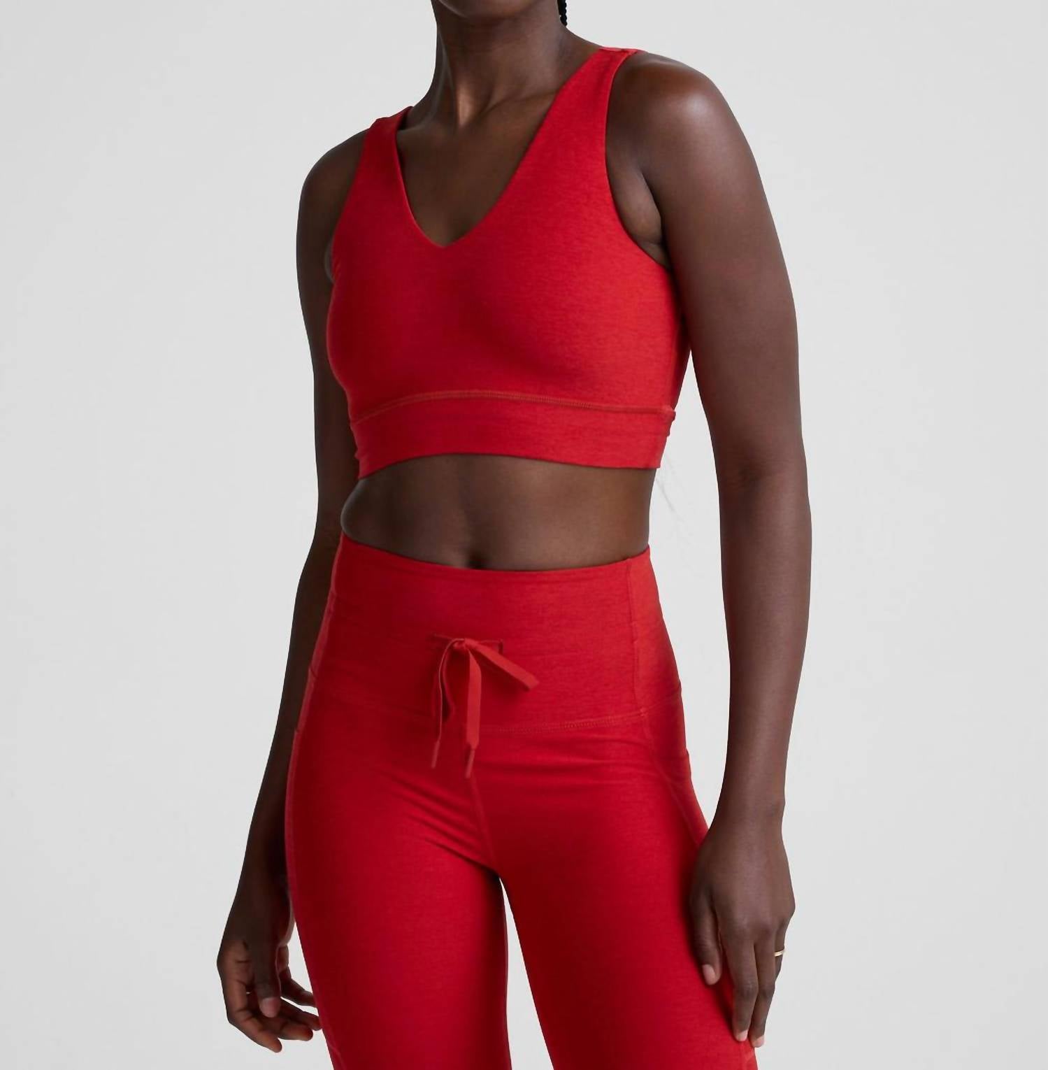 BEYOND YOGA Spacedye Good Day Long Line Bra in holly red heather - women's intimate