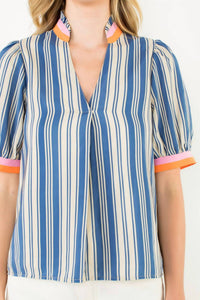 Thml - Short Sleeve Striped V-neck Top
