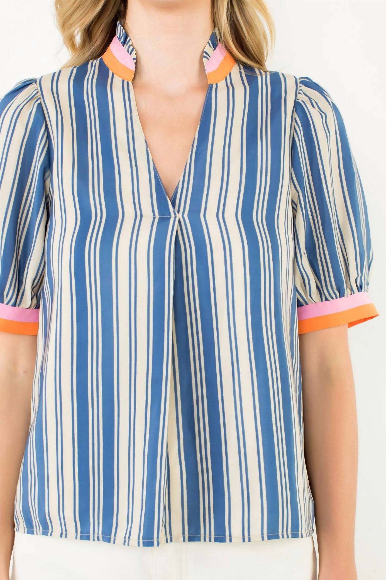 Thml - Short Sleeve Striped V-neck Top