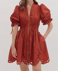 Entro - Eyelet Hemmed Zipped Mini Dress