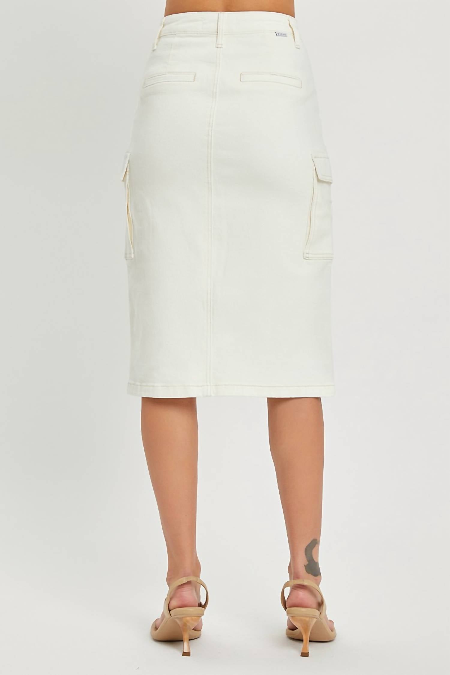 Risen - Midi Denim Cargo Skirt