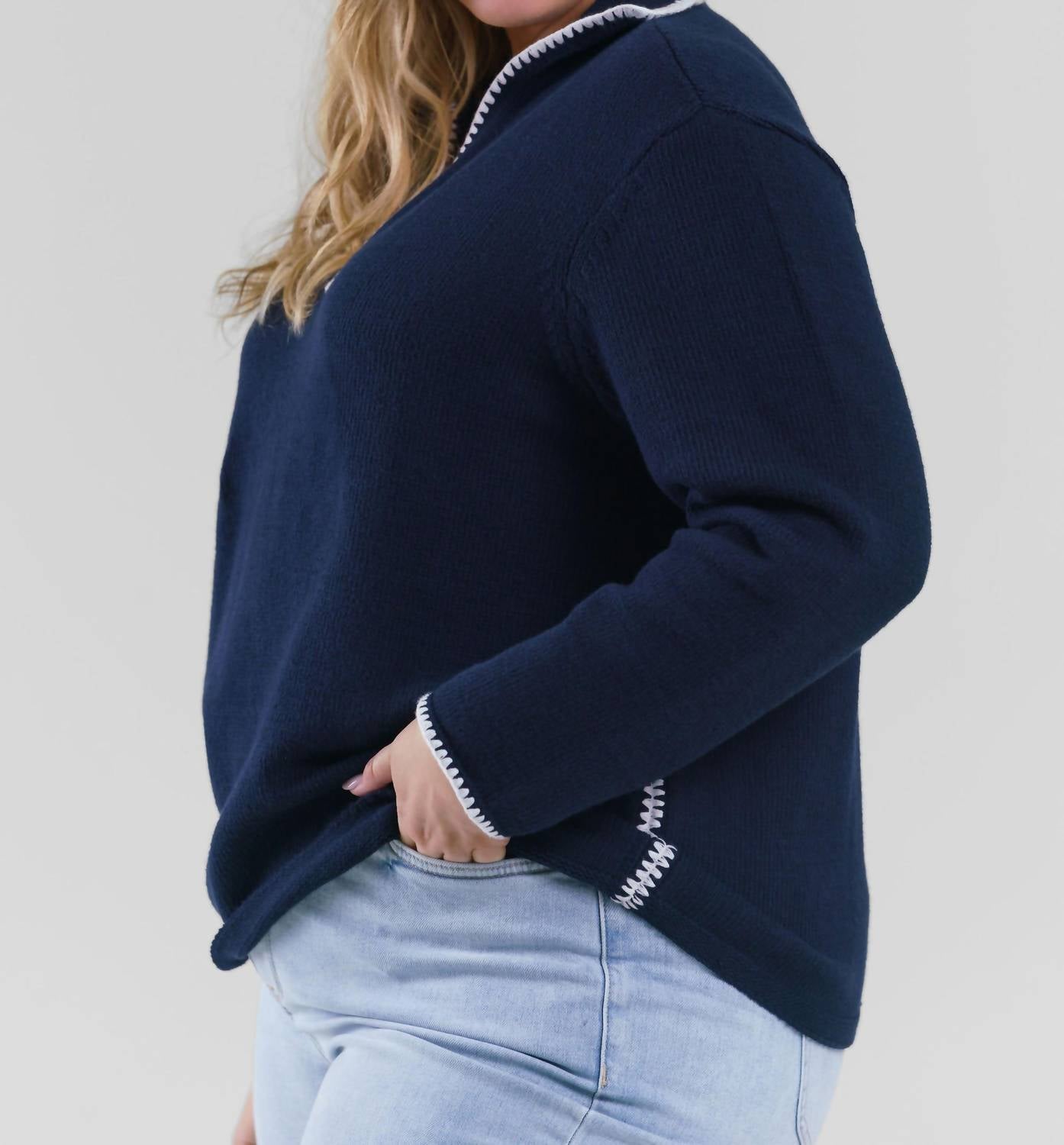 Nic + Zoe - Blanket Stitch Getaway Sweater - Plus Size