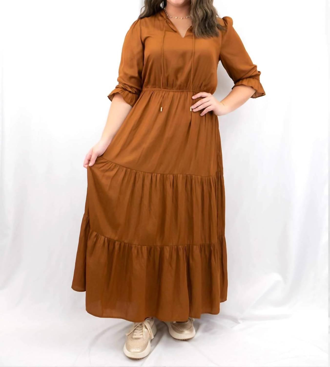 Skies Are Blue - Long Sleeve Ruffle Maxi Dress