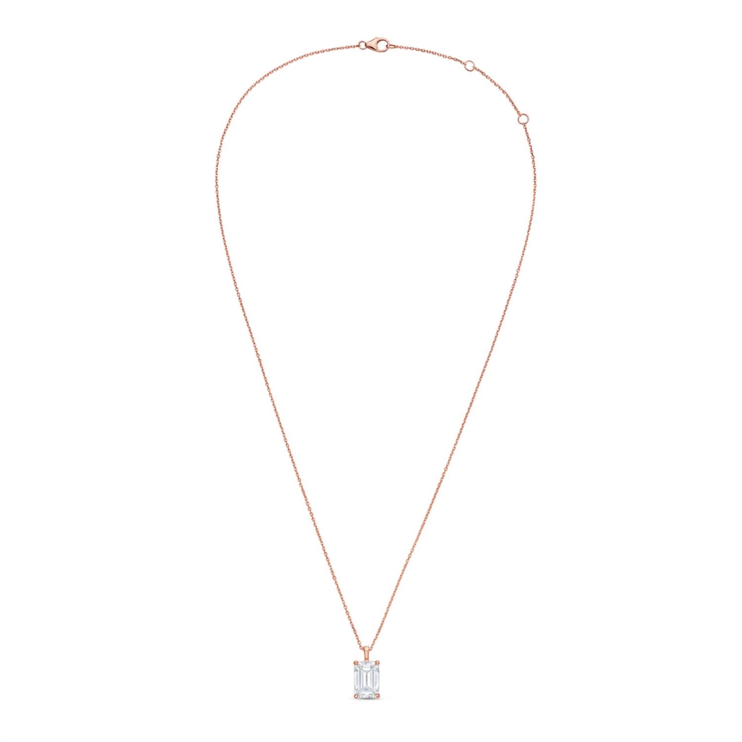 Diana M Jewels - Emerald-cut 5.00 Ct Lab-grown Diamond Solid Bail Pendant Necklace - Statement