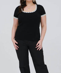 Blu Pepper - Contrast Trim Sweater Knit Top